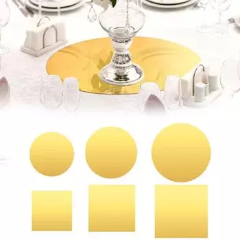 1шт украшения стола центральные квадратные/круглые акриловые зеркальные подносы свадебный домашний декор золотой 30cm