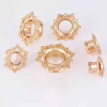 1шт унисекс цветок лотоса беруши двойной пирсинг расширитель пирсинг ювелирные изделия 8mm серебряный