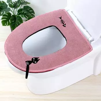 1шт. Универсальный чехол для унитаза для ванной комнаты, мягкий теплый зимний коврик для унитаза, водонепроницаемый розовый