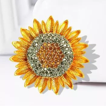 1шт ювелирные изделия очаровательные цветы подсолнечника желтый горный хрусталь брошь с кристаллами булавка