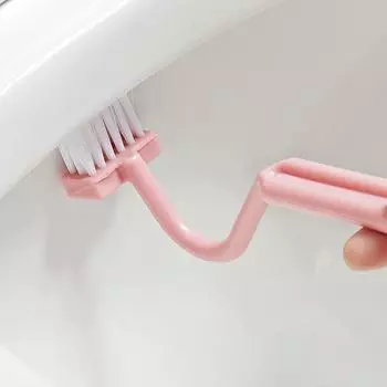 1шт V-образная щетка для унитаза, маленькая щетка для унитаза, щетка для чистки без мертвых углов, бытовой артефакт для ванной комнаты розовый