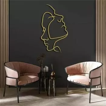 1шт. Величественное металлическое человеческое лицо на стену - привлекательное подвесное украшение для гостиной, спальни и ресторана золотой