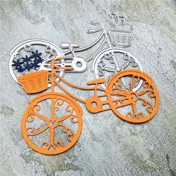 1шт. Велосипедная головоломка из углеродистой стали, травление, тиснение, углеродистая сталь, высечка, нож для резки, высечка серебряный