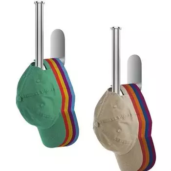 1шт. Вешалка для бейсболок из нержавеющей стали - настенный органайзер для шляп с конструкцией без отверстий