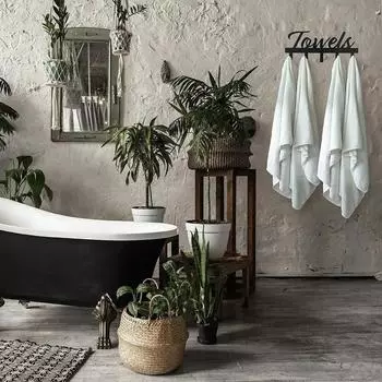 1шт. Вешалка для полотенец для ванной комнаты с настенным креплением – Крючки для держателей полотенец – Декор для ванной комнаты, гостиной/украшение дома чёрный