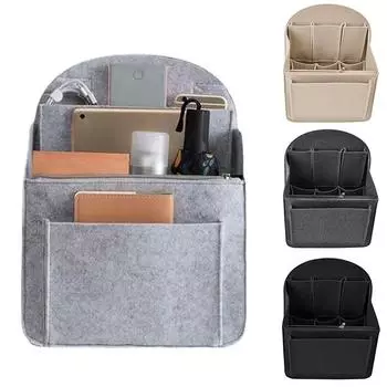 1шт внутренняя сумка с несколькими карманами сумка-вкладыш многофункциональный рюкзак сумка-вкладыш универсальная вставная сумка фетровый органайзер 27*34*15 чёрный