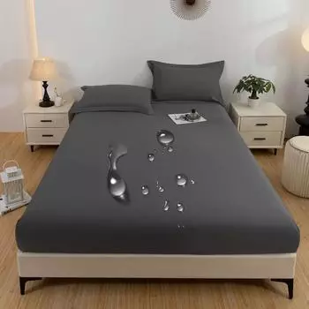 1шт водонепроницаемый мягкий матовый однотонный чехол для кровати пылезащитный чехол для матраса простыня (Наволочка и наполнитель подушки в комплект не входят) 90x200cm чёрный