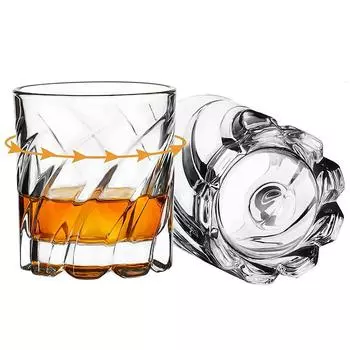 1шт вращающийся стакан для виски старомодный стакан для питья бурбона, скотча, коктейлей или чая, виски 350ml