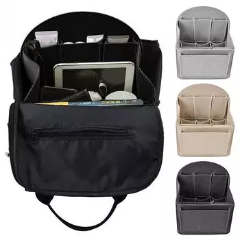 1шт вставная сумка универсальная внутренняя сумка многофункциональный рюкзак сумка-органайзер многокарманный вкладыш сумка войлок 27*34*15cm