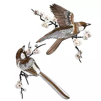 1шт вышивка ветки цветов сорока сливовый цвет аппликация нашивки одежда платье шитье своими руками