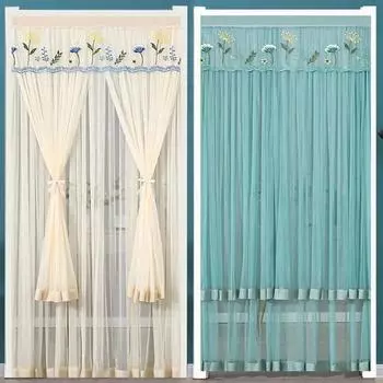 1шт занавеска для двери противомоскитная занавеска кружевная марлевая занавеска разделительная занавеска зелёный