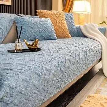 1шт жаккардовая плюшевая диванная подушка зимний плюшевый однотонный диванный полотенце все включено универсальный чехол для диванной подушки для гостиной 70x70 A