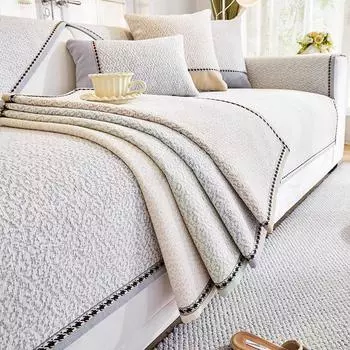 1шт жаккардовый чехол для дивана из шенилла, однотонный диван, подушка, Г-образный чехол для дивана, мягкое полотенце, подушка для сиденья для гостиной 70x70