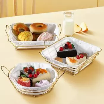 1шт железная проволочная корзина кухонные корзины для хлеба настольные украшения контейнер для хранения гаджеты коробки для закусок миска для хранения 29.5*24*10cm