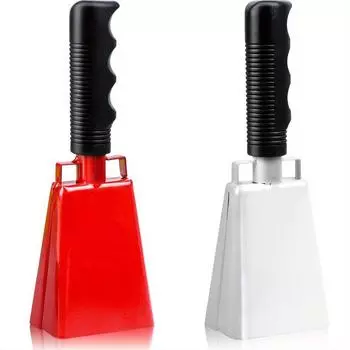 1шт Железный коровий колокольчик с ручкой Ручной перкуссионный коровий колокольчик Красный Белый коровий колокольчик Подбадривающий колокольчик Атмосфера группы красный