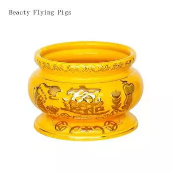 1шт желтое золото окрашенная керамическая курильница для благовоний домашний декор Буддийский зал культурный и военный бог богатства курильница