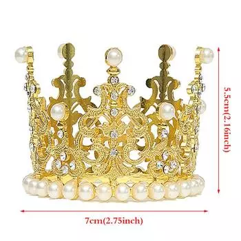 1шт Жемчужная Корона Торт Декоративные Маленькие Диадемы Кристалл Жемчуг Принцесса Торттопперы