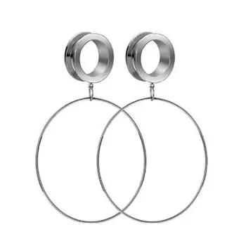 1шт женщин большой круг висячие ушные пробки туннель носилки расширитель пирсинг ювелирные изделия 16mm серебряный
