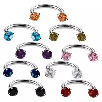 1шт женщин кубический цирконий U-образный пирсинг перегородки губы брови нос кольцо серьги