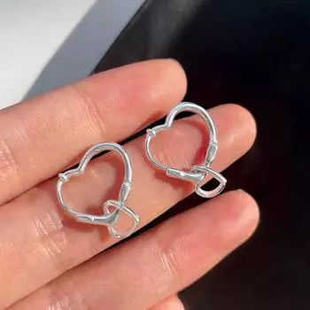 1шт женские серьги двойное сердце полые ювелирные изделия корейский стиль круглые серьги для вечеринки банкет