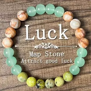 1шт/Женский браслет на удачу, разноцветный, 8 натуральных камней, желтый камень карты, привлекает удачу и изобилие
