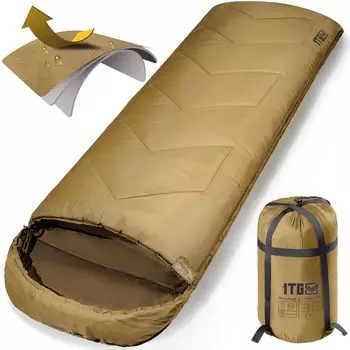 1TG Тактический спальный конверт Cold 40D Comfort Cold Heat Sleeping in the Disaster Полностью хаки мешок, Тип, 230 г/м Высококачественный наполнитель, Мягкий,