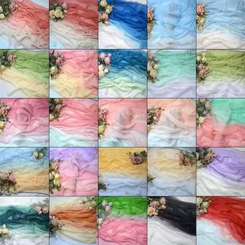 1x1,45 м многоцветная градиентная парча шелковая шифоновая ткань тюль ручная работа своими руками древнее ханьфу сценическое танцевальное платье свадебный декор ткань 1Meter X 145CM