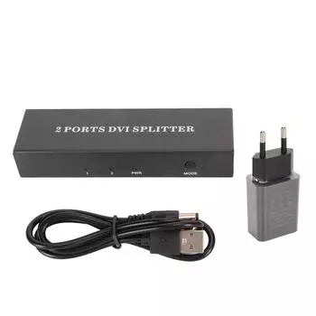 1x2 DVI-сплиттер 1 в 2 выхода с поддержкой разрешения до 1920x1440 2-портовый DVI-видеосплиттер для ПК