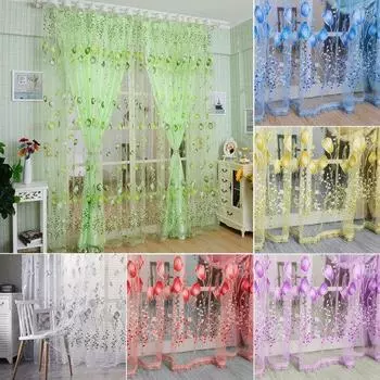 1x2 м тюльпан с цветочным принтом, тюль, вуаль, занавеска, драпировка окна, декор комнаты для балкона синий