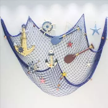 1x2m Fishing Net Sea Shell Starfish Hanging Home Wall Decoration Nautical Ocean Theme Home Decor Decorative Fishing Net белый