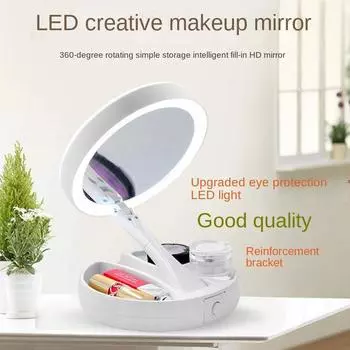 1X 10X увеличительное зеркало для макияжа, складное светодиодное зеркало, косметическое зеркало, настольные зеркала, светодиодный ночник, зеркала для макияжа белый