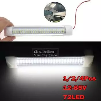 1x/2x/4x 72 светодиодных полоски белого света для салона автомобиля, лампа для салона автомобиля с выключателем вкл./выкл., фургон, грузовик, кемпер, лодка, кемпер