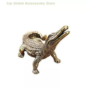 1x Антикварная бронзовая миниатюрная фигурка крокодила, винтажная латунная мини-статуэтка аллигатора, настольные украшения, домашний декор по фен-шуй