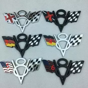 1X Auto V8 3D металлический значок США Великобритания Германия флаг грузовик багажник автомобиля наклейка универсальная подходит для Chevro-let Chrysler черный/хром 1