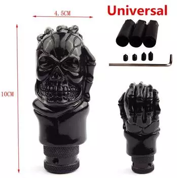 1x автомобильный металлический ужасный череп, механическая коробка передач, ручка переключения передач, рычаг переключения передач, черный, простая установка