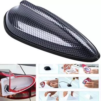 1X Carbon Fiber Surface Car Roof Shark Fin Decor Antenna Radio FM Signal Aerials