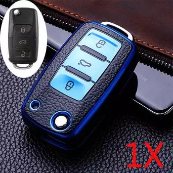 1X чехол для автомобильного ключа для Vw Polo Golf Passat Tiguan Beetle Caddy T5 Up Eos Skoda Octavia Seat Leon Altea Blue