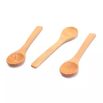 1X деревянная круглая бамбуковая ложка, ложка для супа, чая, кофе, соли, кухонные принадлежности, столовые приборы
