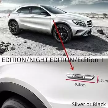 1X EDITION 1 Night Edition C300 C200L GLA CLA Chrome, серебристый, черный значок, автомобильный Стайлинг, наклейки с логотипом, эмблема EDITION чёрный