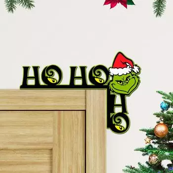 1x Funny Grinch Christmas Door Frame Decoration Corner Decor Ornaments Wood Sign