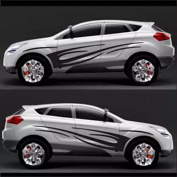 1x Глянцевая черная наклейка на боковую часть кузова автомобиля, наклейка, отделка, обтекаемый пламенный вид, универсальная