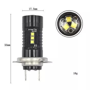 1x H7 60W XBD светодиодные противотуманные фары высокой мощности 6000K противотуманные фары H7 2525 12 светодиодов белый