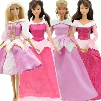1x Классическое ретро-платье принцессы для куклы Барби, розовое нарядное бальное платье, одежда для куклы 11,5 дюймов, косплей Аврора