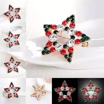 1X Рождественская брошь-булавка в виде снеговика-звезды, рождественский подарок