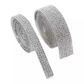 1x Серебряный и белый стразы Cristal Bling Dcor Autocollant Voiture 90 см 0.9cm