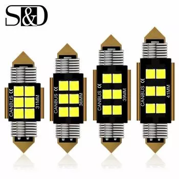 1x светодиодная лампа C5W Canubs 12 В 6 SMD супер яркий белый светодиод C10W гирлянда 31 мм 36 мм 39 мм 41 мм безошибочная лицензионная плата внутреннее освещение 36mm светло-синий