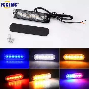 1X светодиодный проблесковый маячок для грузовика, полицейская сигнальная лампа 6SMD, решетка, мигающий боковой фонарь, автомобильный прицеп, проблесковый маячок, янтарный светофор 12 В 24 В красный