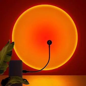 1x USB лампа заката, светодиодный Радужный неоновый ночник, проектор для фотосъемки, настенное атмосферное освещение для спальни, домашнего декора комнаты, подарок