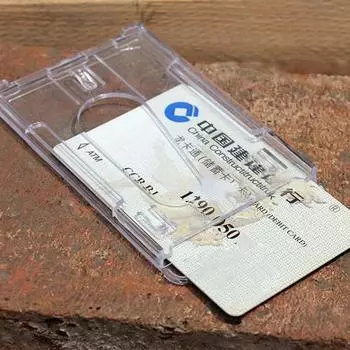 1x вертикальный жесткий пластиковый держатель для бейджа, двойной карты, многоцветный, прозрачный, прозрачный