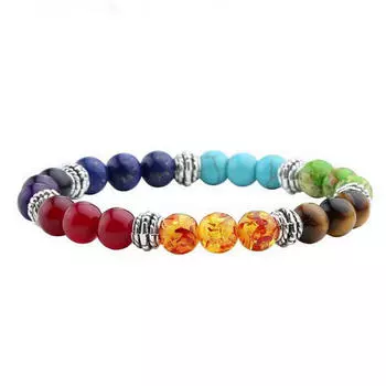 1X женский браслет из 7 драгоценных камней чакра лавовый камень молитва рейки бусины браслет